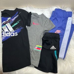Bundle of 4 Nike Adidas Girl Short Sleeve Tees Pant Skirt